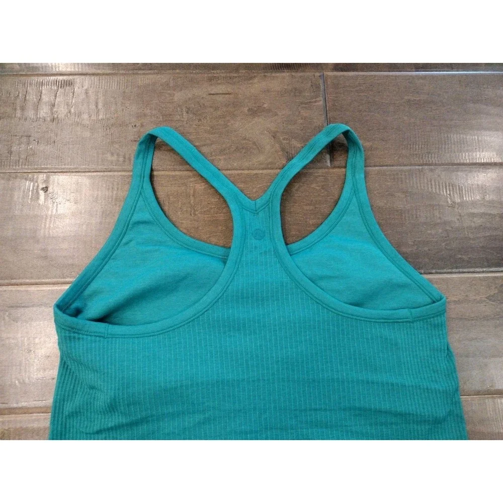LULULEMON Women's Ebb to Street bright green racerback ribbed tank top - size 10